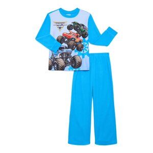 NEW MONSTER JAM TRUCKS BOYS SIZE 8 FLANNEL PAJAMAS 2-PIECE SET NWT